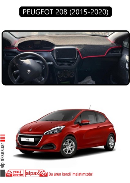 Peugeot 208 (2015-2020)TORPİDO Koruma Halısı Siyah Kenar