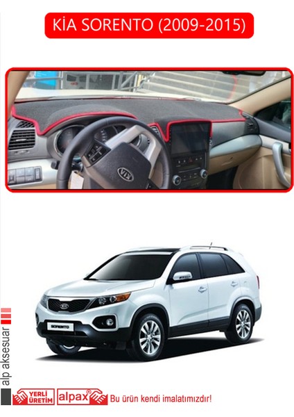 Kia Sorento 2009-2015TORPİDO Koruma Halısı Kırmızı Kenar