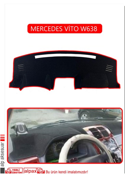 Mercedes Vito W638 Torpido Koruma Halısı Kırmızı Kenar