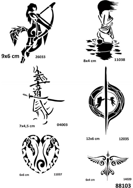 Aşk ve Karadelik Geçici Dövme Kalıpları Tattoo Stencil Modelleri