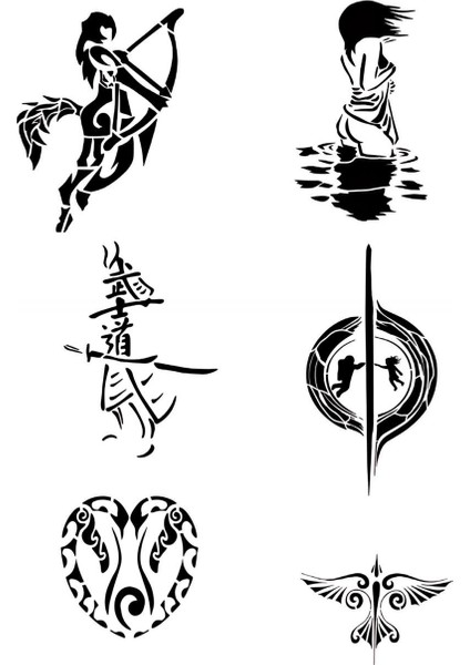 Aşk ve Karadelik Geçici Dövme Kalıpları Tattoo Stencil Modelleri