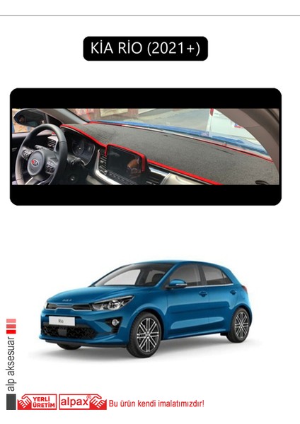 Kia Rio 2021+TORPİDO Koruma Halısı Siyah Kenar