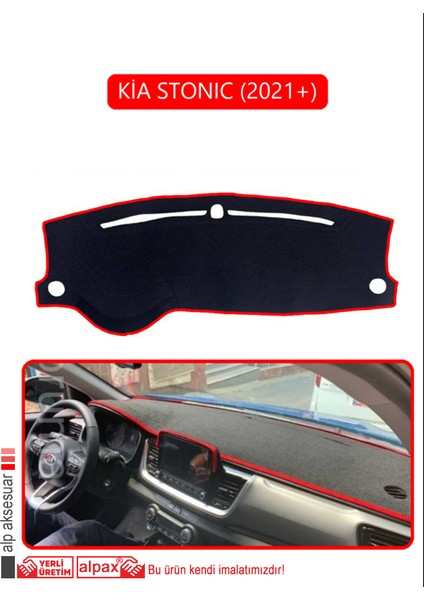 Kia Stonıc 2021+TORPİDO Koruma Halısı Kırmızı Kenar