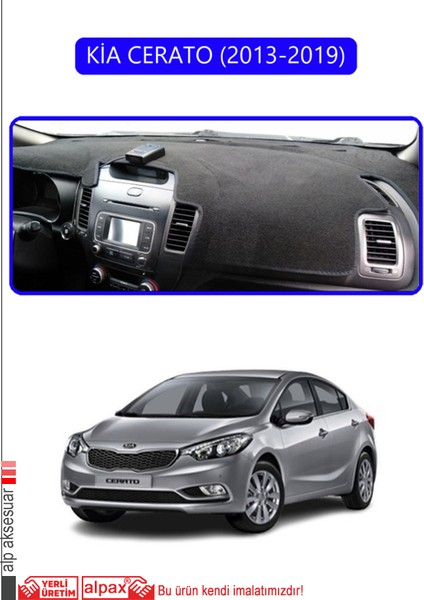 Kia Cerato 2013-2019TORPİDO Koruma Halısı Mavi Kenar