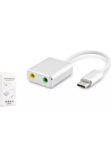 Type-C Tipi Harici Ses Kartı Adaptörü Hi-Fi Magic Voice 7.1 Ch Ses Kartı Adaptörü Kulaklık Mikrofon Dizüstü Çevirici Yüksek Hızlı Type Ses Kartı