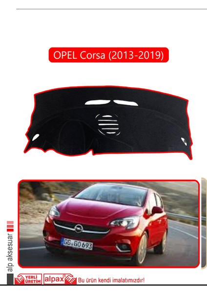 Opel Corsa (2013-2019)TORPİDO Koruma Halısı Kırmızı Kenar