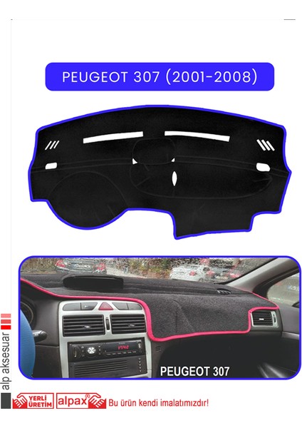 Peugeot 307 (2001-2008)TORPİDO Koruma Halısı Mavi Kenar