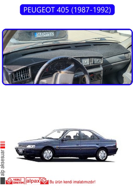 Peugeot 405 (1987-1992) ;torpido Koruma Halısı Mavi Kenar