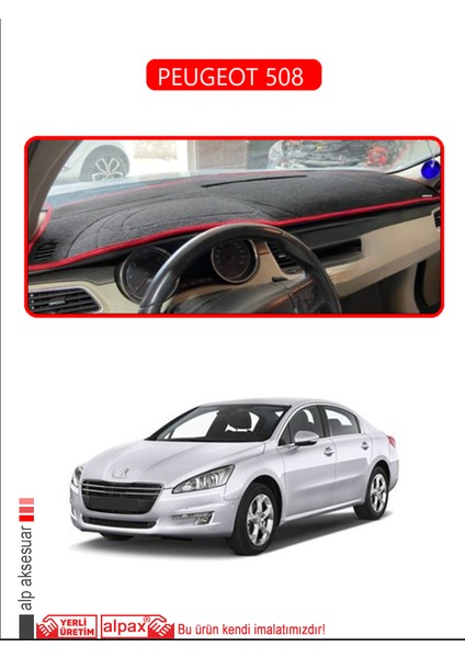 Peugeot 508 Torpido Koruma Halısı Kırmızı Kenar