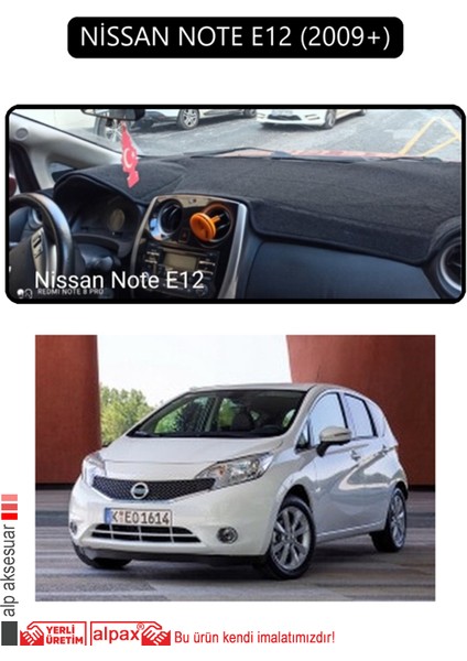 Nissan Note E12 2009+TORPİDO Koruma Halısı Siyah Kenar