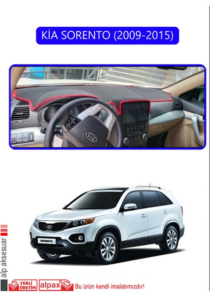 Kia Sorento 2009-2015TORPİDO Koruma Halısı Mavi Kenar