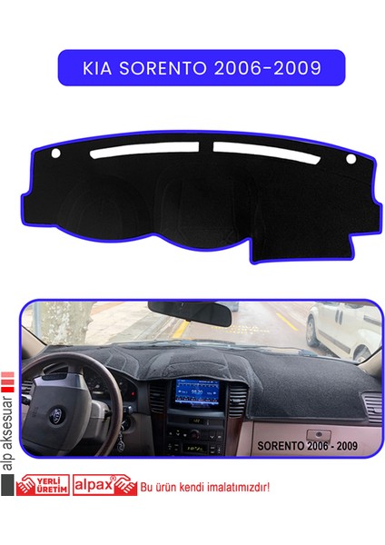 Kia Sorento 2006-2009TORPİDO Koruma Halısı Mavi Kenar
