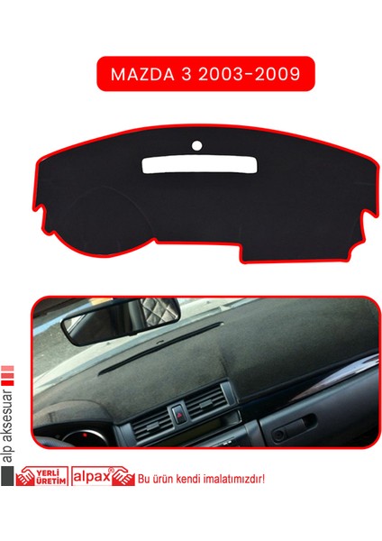 Mazda 3 2003-2009TORPİDO Koruma Halısı Kırmızı Kenar