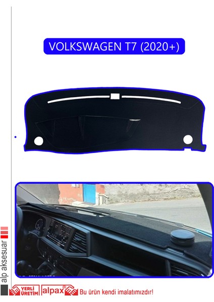 Volkswagen T7 (2020+)TORPİDO Koruma Halısı Mavi Kenar