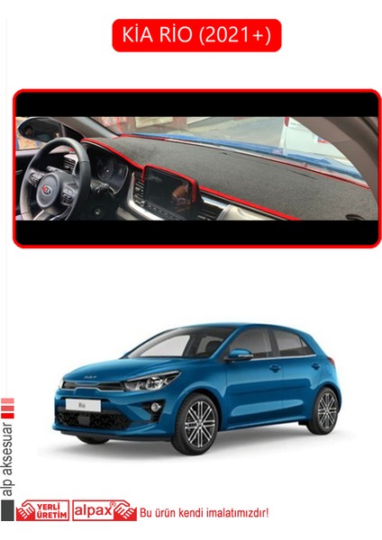 Kia Rio 2021+TORPİDO Koruma Halısı Kırmızı Kenar
