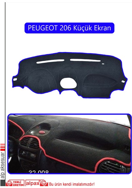 Peugeot 206 Küçük Ekrantorpido Koruma Halısı Mavi Kenar