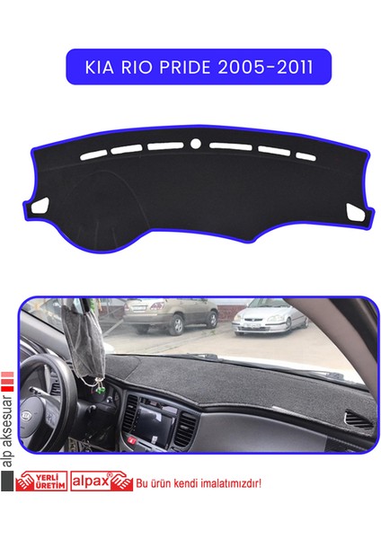 Kia Rio Pride 2005-2011TORPİDO Koruma Halısı Mavi Kenar