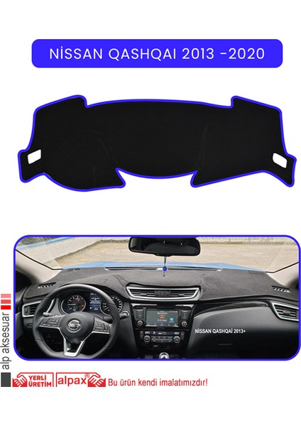 Nissan Qashqaı 2013 -2020TORPİDO Koruma Halısı Mavi Kenar