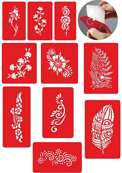 Çiçekli Geçici Dövme Şablonları 10 Adet Kampanya Ürünü