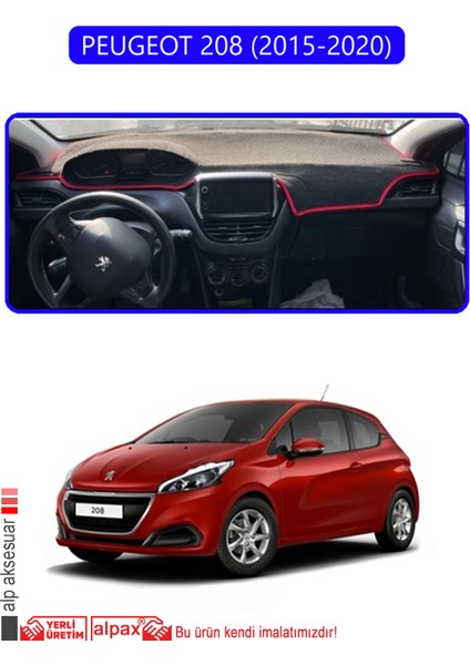 Peugeot 208 (2015-2020)TORPİDO Koruma Halısı Mavi Kenar