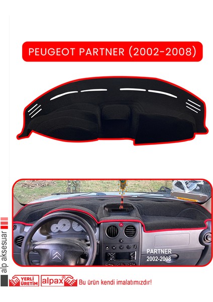 Peugeot Partner (2002-2008)TORPİDO Koruma Halısı Kırmızı Kenar