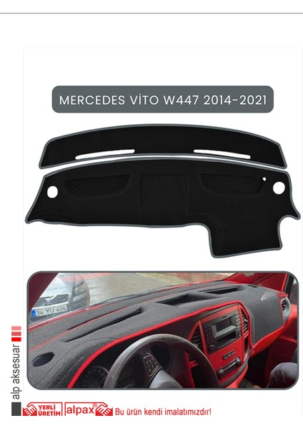 Mercedes Viano W447 2014+TORPİDO Koruma Halısı Gri Kenar