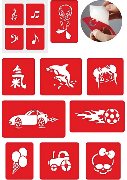 Çocuksu Tasarımlar Geçici Dövme Şablonları 10 Adet Kampanya Ürünü