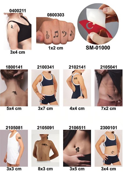 Çocuksu Tasarımlar Geçici Dövme Şablonları 10 Adet Kampanya Ürünü