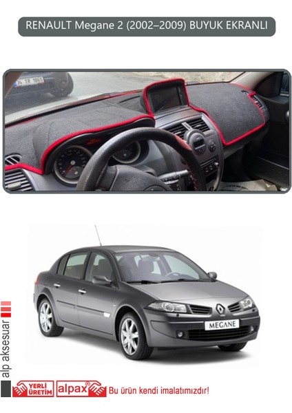 Renault Megane 2 (2002–2009) Buyuk Ekranlıtorpido Koruma Halısı Gri Kenar