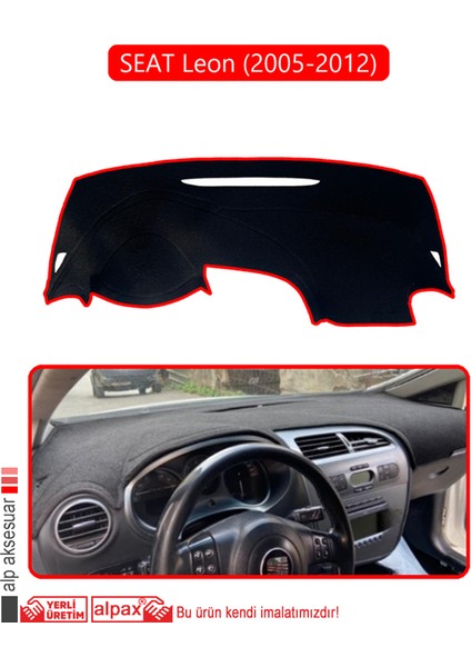 Seat Leon (2005-2012)TORPİDO Koruma Halısı Kırmızı Kenar