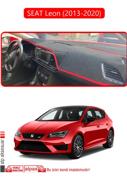 Seat Leon (2013-2020)TORPİDO Koruma Halısı Kırmızı Kenar