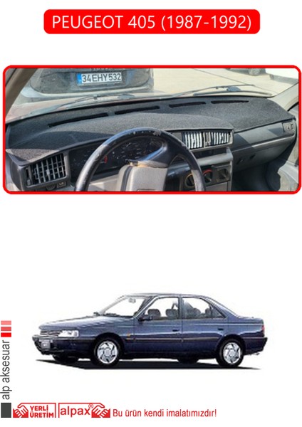 Peugeot 405 (1987-1992) ;torpido Koruma Halısı Kırmızı Kenar