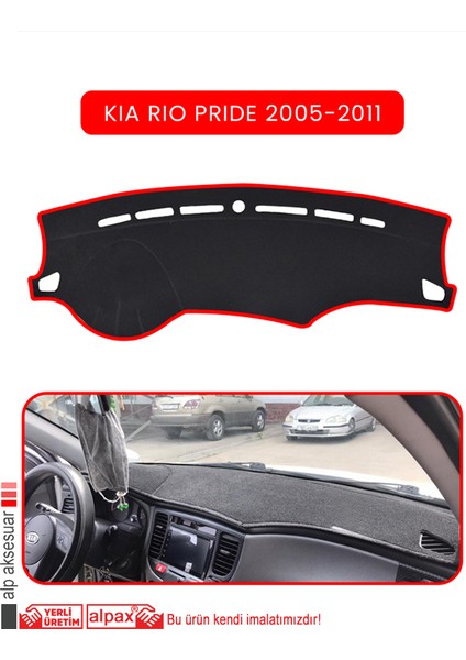 Kia Rio Pride 2005-2011TORPİDO Koruma Halısı Kırmızı Kenar