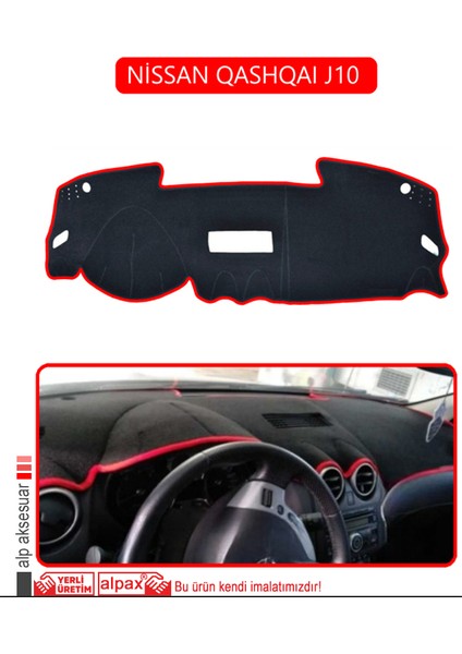 Nissan Qashqaı J10 Torpido Koruma Halısı Kırmızı Kenar