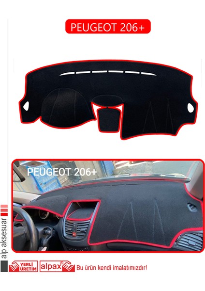 Peugeot 206+TORPİDO Koruma Halısı Kırmızı Kenar