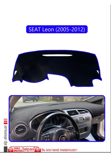 Seat Leon (2005-2012)TORPİDO Koruma Halısı Mavi Kenar