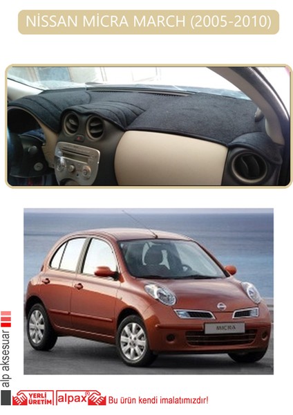 Nissan Micra March 2005-2010TORPİDO Koruma Halısı Bej Kenar