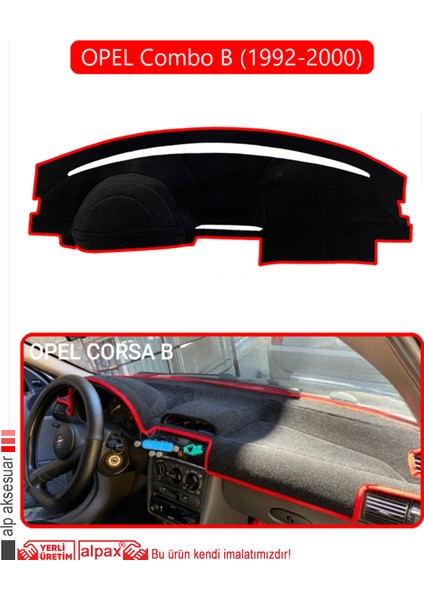 Opel Corsa B Combo B (1992-2000)TORPİDO Koruma Halısı Kırmızı Kenar