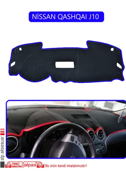 Nissan Qashqaı J10 Torpido Koruma Halısı Mavi Kenar