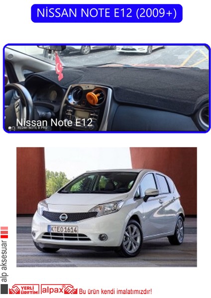 Nissan Note E12 2009+TORPİDO Koruma Halısı Mavi Kenar