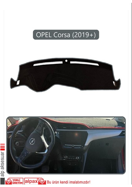 Opel Corsa (2019 + )Torpido Koruma Halısı Gri Kenar