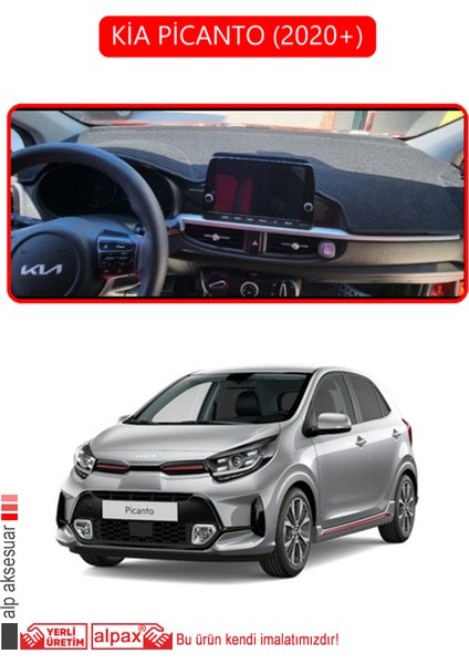 Kia Picanto 2020+TORPİDO Koruma Halısı Kırmızı Kenar
