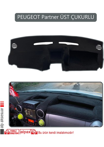 Peugeot Partner Kapaklı Ekranlıtorpido Koruma Halısı Gri Kenar