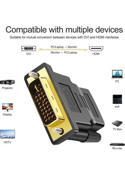 HDMI To DVI 24+5 DVI To HDMI Kablo Altın Uçlu Hdmı-Dvı Kablosu Erkek Tv Hd Pc Projektör Bilgisayar Monitör /ps3/ps4/ps5 Uyumlu Dönüştürücü Çevirici