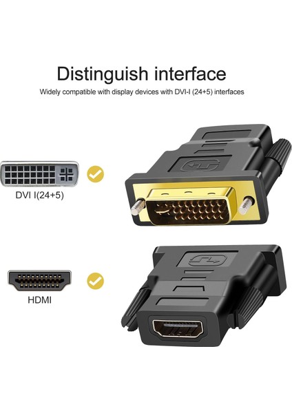 HDMI To DVI 24+5 DVI To HDMI Kablo Altın Uçlu Hdmı-Dvı Kablosu Erkek Tv Hd Pc Projektör Bilgisayar Monitör /ps3/ps4/ps5 Uyumlu Dönüştürücü Çevirici