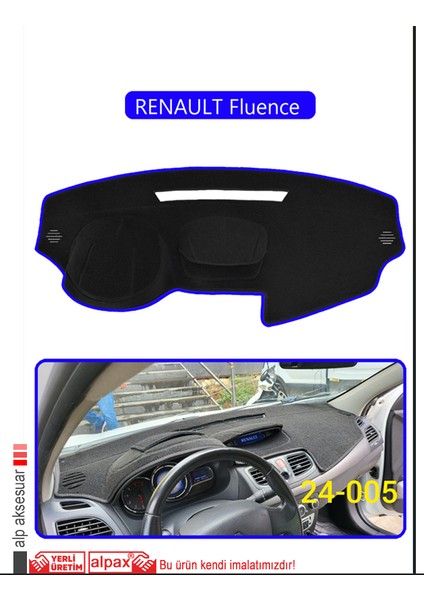 Renault Fluence Torpido Koruma Halısı Mavi Kenar