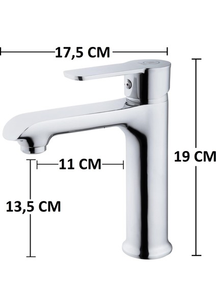 Krom Lavabo Bataryası Gümüş Paslanmaz Prinç Yüksek Gövde Garantili Banyo Musluk Aç Kapa Ergonomik