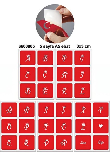Taçlı Harf Şablon Set Dövme Deseni