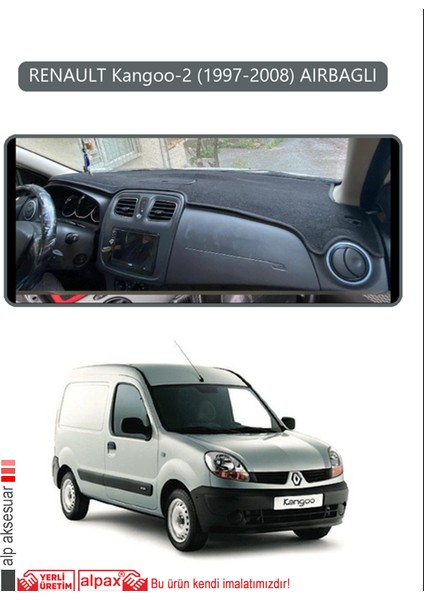 Renault Kangoo-2 (1997-2008) Aırbaglıtorpido Koruma Halısı Gri Kenar