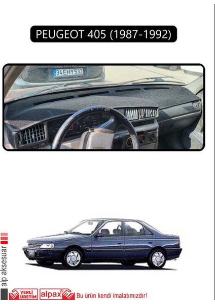 Peugeot 405 (1987-1992) ;torpido Koruma Halısı Siyah Kenar